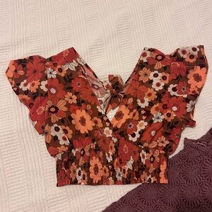 Floral Women's Set - Red and Orange crop top and maxi skirt set